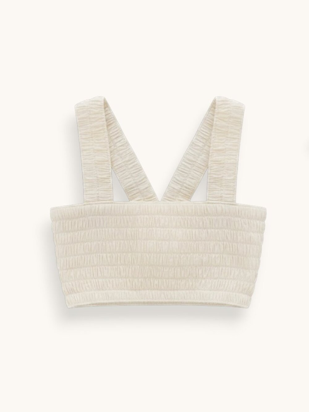A.L.C Cielo Smocked Cotton Crop Tank Top, Ivory, Size Small
